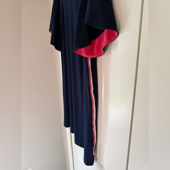 Roz & Ali Size L Elegant Navy Blue Dress with Pink Accents - Picture 8 of 10
